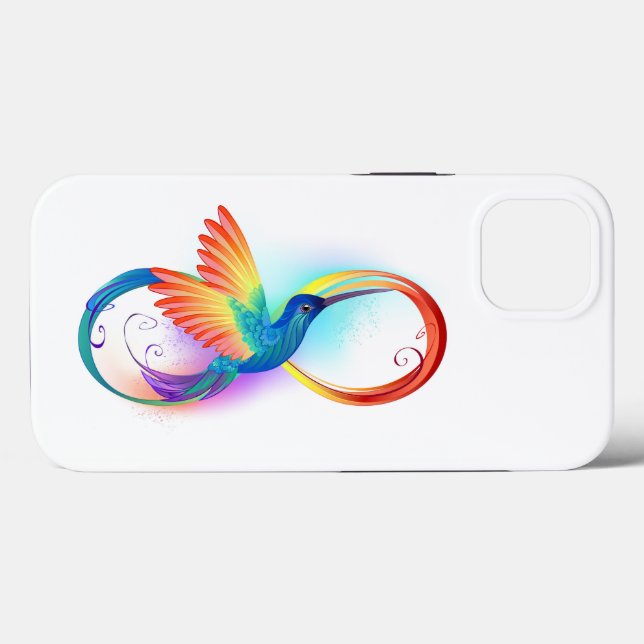 Coques Case-Mate iPhone Colibri arc-en-ciel avec symbole Infinity (Verso (horizontal))