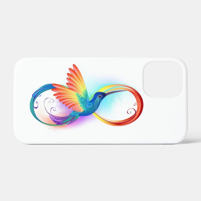 Coques Case-Mate iPhone Colibri arc-en-ciel avec symbole Infinity (Verso (horizontal))