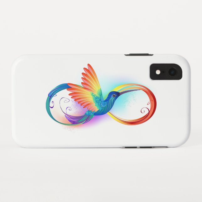 Coques Case-Mate iPhone Colibri arc-en-ciel avec symbole Infinity (Dos (Horizontal))