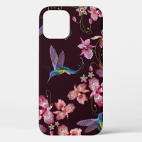 Colibri et orchidée, mode sans couture tropicale.