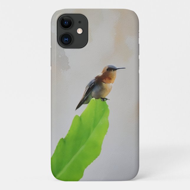 Coques Case-Mate iPhone Colibri sur Cactus Paddle Aquarelle Style Art (Dos)