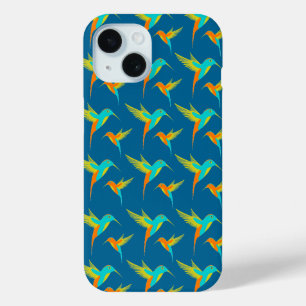 Coque Pour iPhone 15 Colibris exotiques Motif bleu