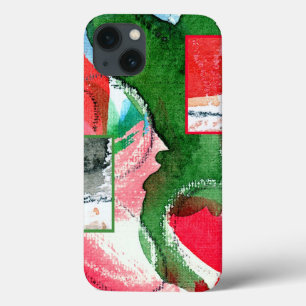 iPhone 13 Case collage d'art abstrait, médias mélangés et