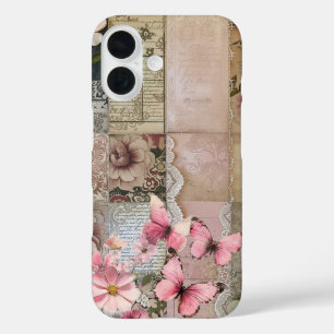 Coque Pour iPhone 16 Collage d'art Abstrait rose fille Vintage