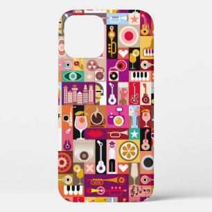 Case-Mate iPhone Case Collage d'art, illustration vintage musicale. Patc
