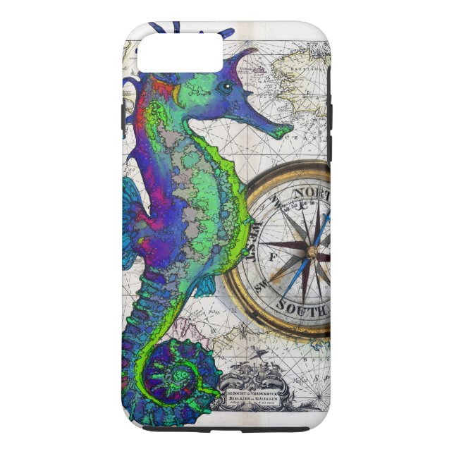 Coques Case-Mate iPhone Collage de boussole d'hippocampe (Dos)