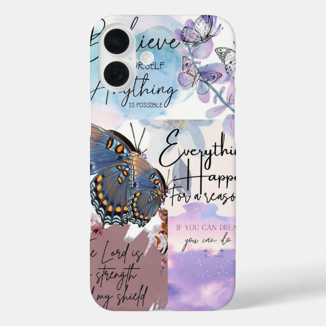 Coques Case-Mate iPhone Collage de citations pastel  (Verso)
