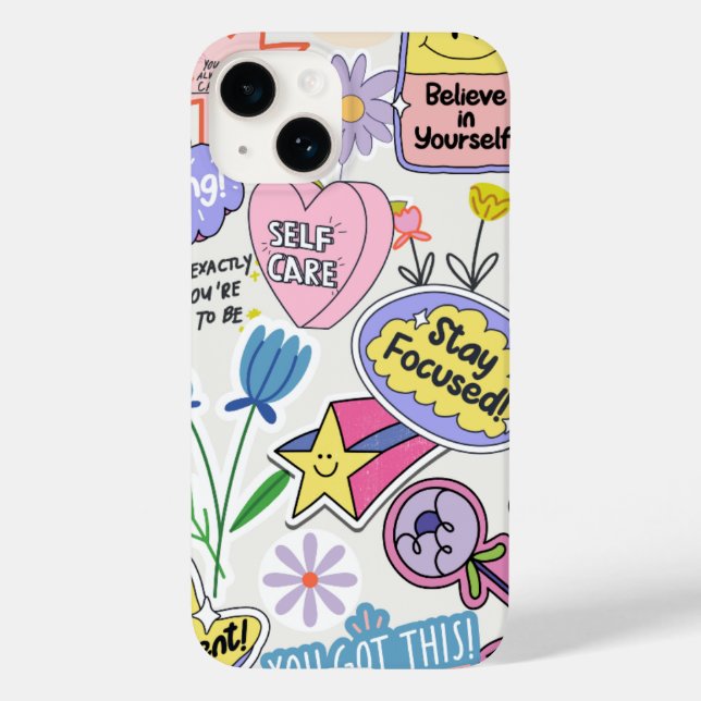 Coques Case-Mate iPhone Collage de l'autocollant d'affirmation positive (Verso)