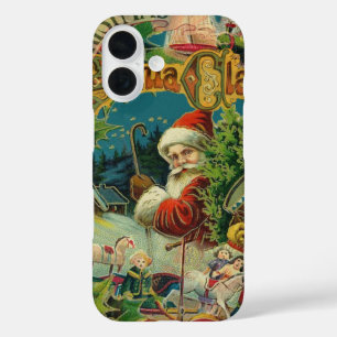 Coques iPhone 16 Collage de Noël victorien du Père Noël Antique