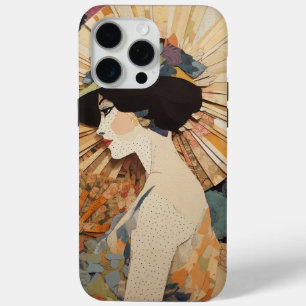 Coque iPhone 15 Pro Max Collage de papier numérique Portrait de femme Impr