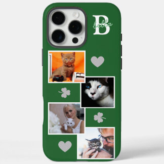 Coques iPhone 16 Pro Max Collage de photos de chat personnalisé monogramme