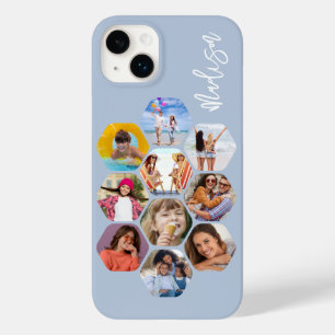 Coque Pour iPhone 14 Plus Collage de photos multiples personnalisé avec nom