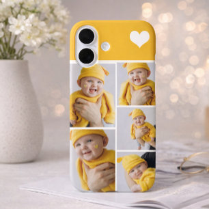 Coque Pour iPhone 16 Collage de photos personnalisé avec cœur