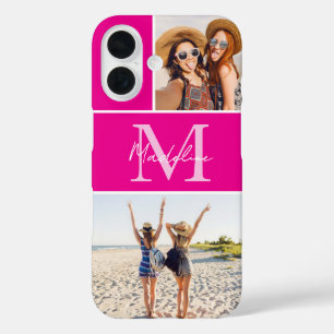 Coque Pour iPhone 16 Collage de photos personnalisé rose
