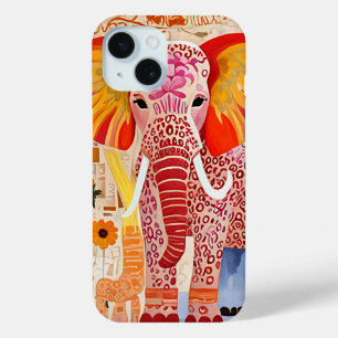 Coque Pour iPhone 15 Collage d'éléphant coloré Art