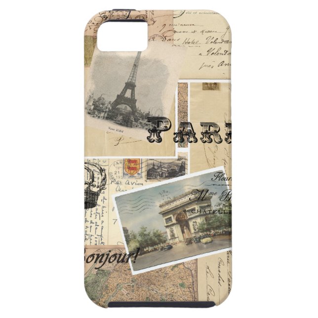 Coques Case-Mate iPhone Collage français de carte postale (Dos)