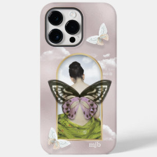 Coque Pour Pour iPhone 14 Pro Max Collage Imaginaire de rêve papillon avec monogramm