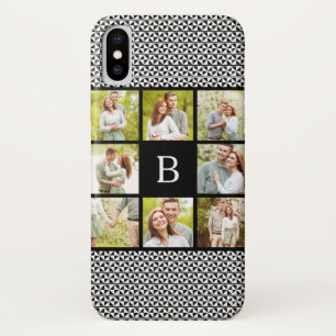 Coque iPhone X Collage monogramme fait sur commande noir et blanc