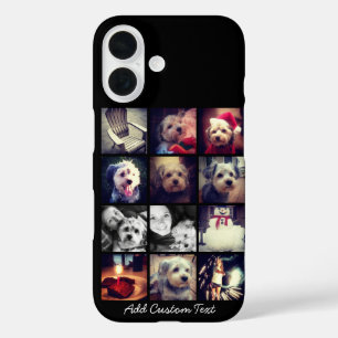 Coque Pour iPhone 16 Collage photo avec Arrière - plan noir