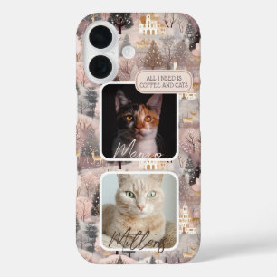 Coque Pour iPhone 16 Collage photo de Noël personnalisé avec animaux de
