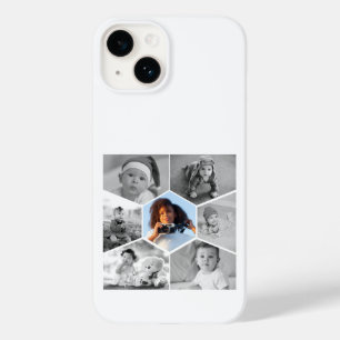 Coque Pour iPhone 14 Collage photo Hexagon noir et blanc