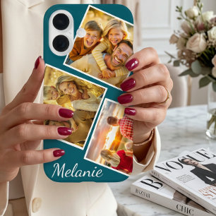 Coque Pour iPhone 16 Collage photo Instagram personnalisé Nom personnal