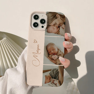 Coque Pour iPhone 15 Collage photo minimal beige Script 3