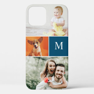 Case-Mate iPhone Case Collage photo moderne personnalisé Monogramme bleu