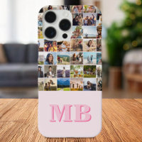 Collage photo moderne rose Premier monogramme