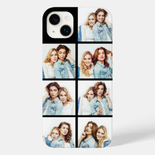 Coque Pour iPhone 14 Plus Collage Photo Personnalisé 7 Photos Carrés Noir