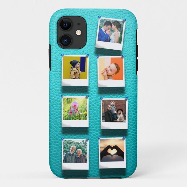 Coques Case-Mate iPhone Collage photo personnalisé Turquoise Girly tendanc (Dos)