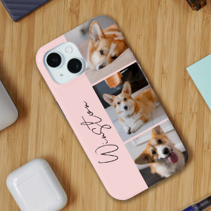 Coque Pour iPhone 15 Collage photo rose moderne