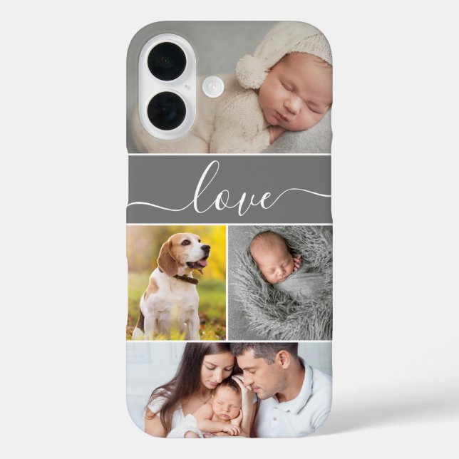 Coques Case-Mate iPhone Collage photo simple Love script Personnalisé (Verso)