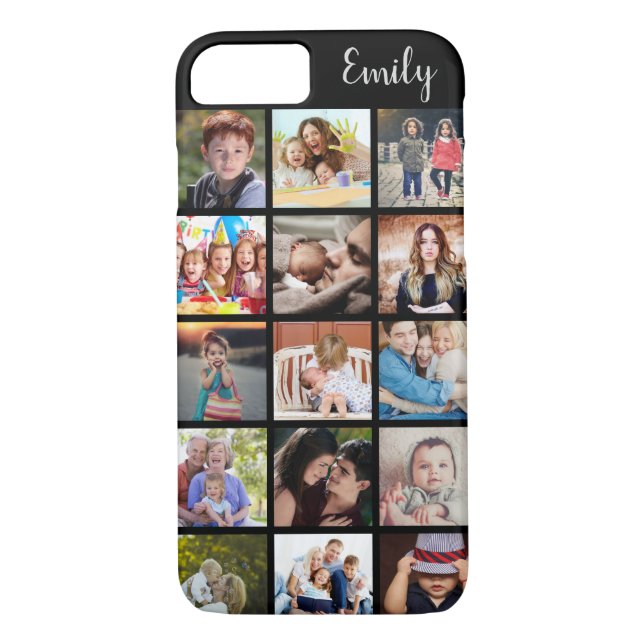 Coques Case-Mate iPhone Collecte et nom personnalisés de photos de famille (Dos)