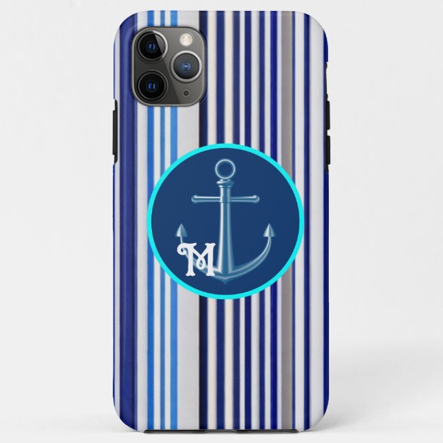 Coques Case-Mate iPhone Collection branchée Summer Navy Blue Boat Stripes (Dos)