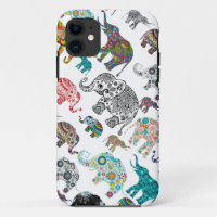 Collection D'Éléphants Dans Un Motif Aléatoire