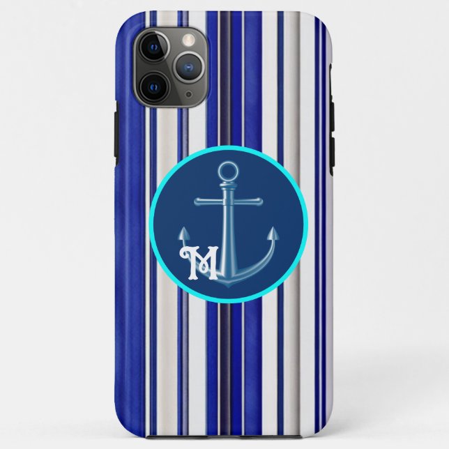 Coques Case-Mate iPhone Collection été tendance Marine Blue Boat Stripes (Dos)