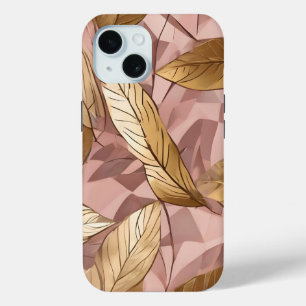 Coque Pour iPhone 15 Collection Feuille tendance de Boho Rose Rose rose