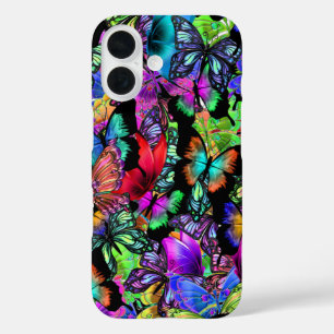 Coque Pour iPhone 16 Collection néon papillon