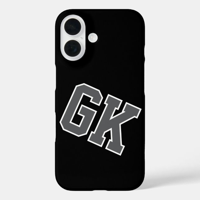 Coques Case-Mate iPhone College Noir Gris Blanc Monogramme Initiales (Verso)