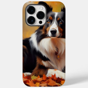 Coque Pour Pour iPhone 14 Pro Max Collie frontalier à l'automne Feuilles automne Ins