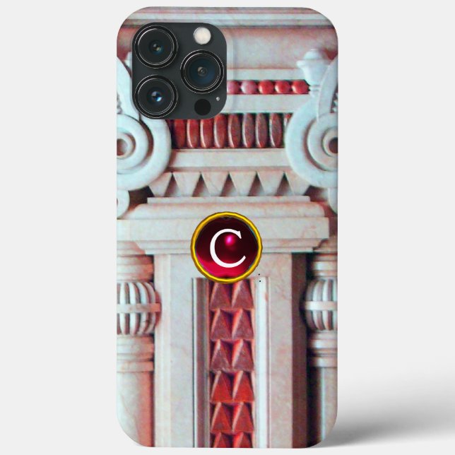 COQUES Case-Mate iPhone COLONNE ÉLÉGANTE EN MARBRE, MONOGRAMME EN PIERRE R (Verso)