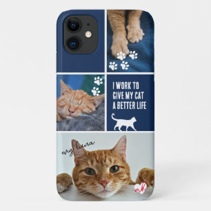 Case-Mate iPhone Case Colorblock bleu Chat Photo Collage Monogramme Anim