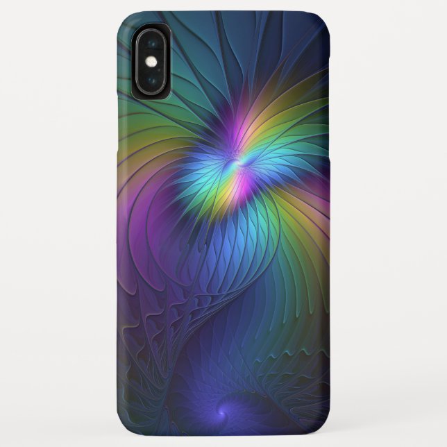 Coques Case-Mate iPhone Coloré Avec Bleu Moderne Art Fractal Abstrait (Dos)