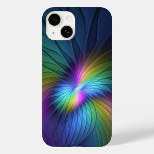 Coque Pour iPhone 14 Coloré Avec Bleu Moderne Art Fractal Abstrait