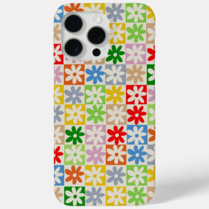 Coque iPhone 15 Pro Max Coloré Gras À damiers Fleur Motif Y2K