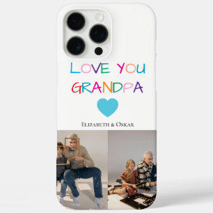 Coques iPhone 16 Pro Max Coloré "Love You Grandpa" Texte et photo personnal