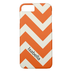 Case-Mate iPhone Case Coloré Orange Motif Chevron avec Monogramme