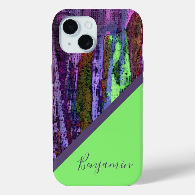 Coques Case-Mate iPhone coloré +violet néon vert chic marbre cool (Verso)
