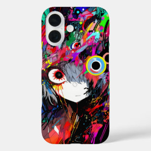 Coque Pour iPhone 16 Colorée Abstraite Anime Girl